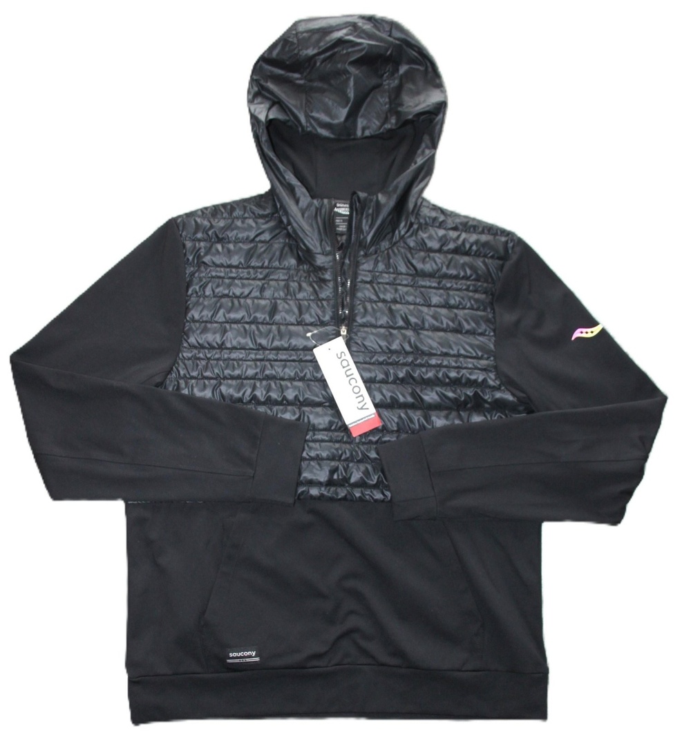 Saucony Hoodie Mens M Black 1/2 Zip Pullover Insulated Lightweight Lined